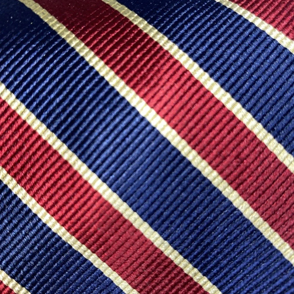 Land's End Vintage Repp Diagonal Stripes Red/Blue/Gold Silk Made In USA 3.75